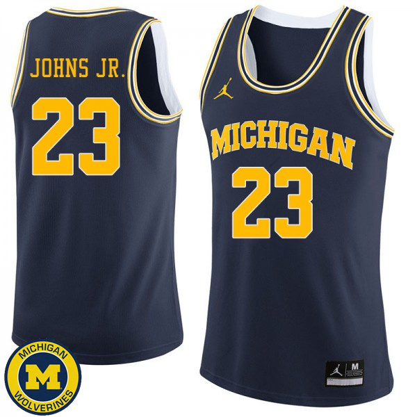 Men's University of Michigan #23 Brandon Johns Jr. Navy Jordan Brand Basketball Jersey